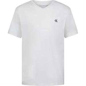imageCalvin Klein Boys Short Sleeve Solid VNeck TShirt Soft Comfortable Relaxed FitClassic White