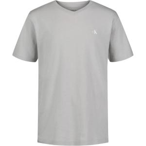 imageCalvin Klein Boys Short Sleeve Solid VNeck TShirt Soft Comfortable Relaxed FitQuarry Grey
