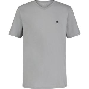 imageCalvin Klein Boys Short Sleeve Solid VNeck TShirt Soft Comfortable Relaxed FitQuarryBlack