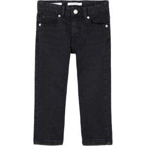 imageCalvin Klein Boys Slim Fit Straight Leg Stretch Denim Jeans 5Pocket Style Zipper Fly ampamp Button ClosureBlack