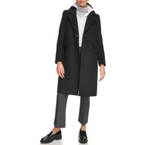 imageCalvin Klein Womens FullLength Buttoned Wool Coat Petite Standard PlusWalker Black