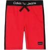 imageCalvin Klein Boys Pullon Fleece Jogger Shorts Drawstring ClosureRacing Red Colorblock Fc04