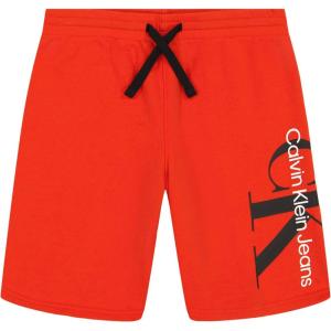 imageCalvin Klein Boys Pullon Fleece Jogger Shorts Drawstring ClosureBig Graphic Fiery Red