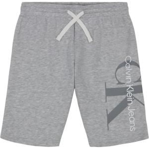 imageCalvin Klein Boys Pullon Fleece Jogger Shorts Drawstring ClosureBig Graphic Grey Heather