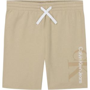 imageCalvin Klein Boys Pullon Fleece Jogger Shorts Drawstring ClosureCkj White Pepper