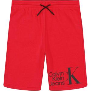 imageCalvin Klein Boys Pullon Fleece Jogger Shorts Drawstring ClosureRacing Red Horizontal
