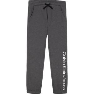 imageCalvin Klein Boys Pullon Fleece Jogger Sweatpants Drawstring ClosureCkj Charcoal Heather