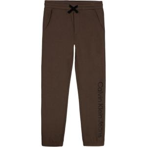 imageCalvin Klein Boys Pullon Fleece Jogger Sweatpants Drawstring ClosureCkj Coffee Quartz