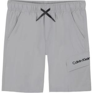imageCalvin Klein Boys Pullon Tech Cargo Shorts Drawstring ClosureSilver Grey