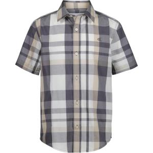 imageCalvin Klein Boys Short Sleeve Woven ButtonDown ShirtBlackened Pearl Large Plaid