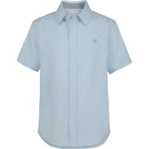 imageCalvin Klein Boys Short Sleeve Woven ButtonDown ShirtClean Sky Herringbone