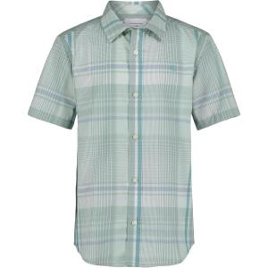 imageCalvin Klein Boys Short Sleeve Woven ButtonDown ShirtSurf Green Plaid