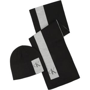 imageCalvin Klein mens Mens Cuff Hat and Scarf Gift SetBlack Striped