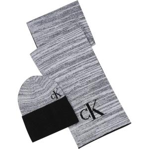 imageCalvin Klein mens Mens Cuff Hat and Scarf Gift SetMarl Multicolor Logo