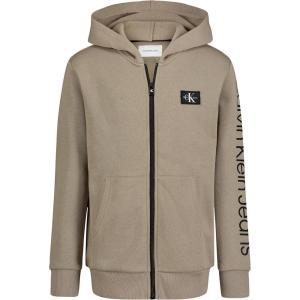 imageCalvin Klein Boys Long Sleeve Full Zip Fleece HoodieGreige Sleevehit
