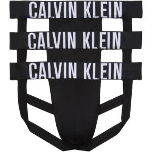 imageCalvin Klein Mens Intense Power 3Pack Jock StrapBlack Bodies W Papaya Punch  White  Moonlight Jade Logos