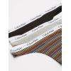 imageCalvin Klein Womens Carousel Logo Cotton Stretch Thong Panties 3 PackBlackGrey HeatherColor Stripe