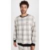 imageCalvin Klein Mens Supima Cotton Solid Monogram Logo SweaterTextured Plaid Oatmeal Heather