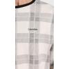 imageCalvin Klein Mens Supima Cotton Solid Monogram Logo SweaterTextured Plaid Oatmeal Heather