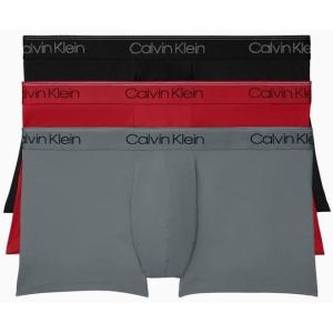 imageCalvin Klein Mens Micro Stretch 3pack Low Rise TrunkBlack  Convoy  Red Gala