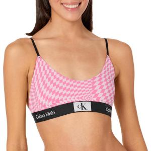 imageCalvin Klein Womens 1996 Cotton Unlined BraletteWarped Checkerpink Lavender