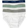 imageCalvin Klein Mens Cotton Classics 3Pack BriefWhite Bodies W Classic Navy  Sage Meadow  Grey Heather
