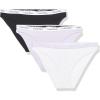 imageCalvin Klein Womens Carousel Logo Cotton Stretch Bikini Panties 3 PackBlackOrchid PetalSeersucker Stripeorchid Petal