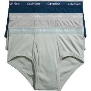 imageCalvin Klein Mens Cotton Classics 3Pack BriefClassic Navy  Sage Meadow  Grey Heather