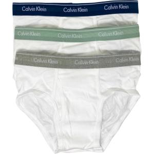 imageCalvin Klein Mens Cotton Classics 3Pack BriefWhite Bodies W Classic Navy  Sage Meadow  Grey Heather