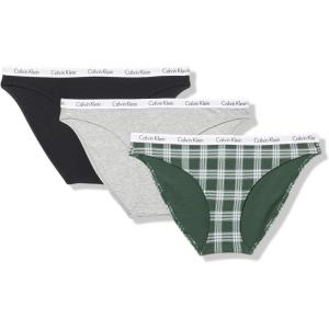 imageCalvin Klein Womens Carousel Logo Cotton Stretch Bikini Panties 3 PackBlack  Grey Heather Dunn Plaid  Obssessed