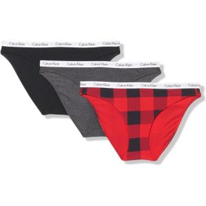 imageCalvin Klein Womens Carousel Logo Cotton Stretch Bikini Panties 3 PackBlack Grey Heather Kaiting Plaid Kells Green