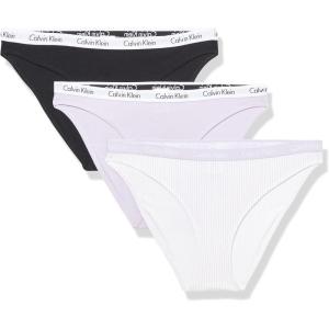 imageCalvin Klein Womens Carousel Logo Cotton Stretch Bikini Panties 3 PackBlackOrchid PetalSeersucker Stripeorchid Petal