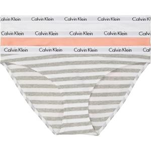 imageCalvin Klein Womens Carousel Logo Cotton Stretch Bikini Panties 3 PackMellow OrangeWhiteRainer Stripegrey Heather
