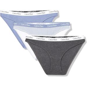 imageCalvin Klein Womens Carousel Logo Cotton Stretch Bikini Panties 3 PackScorched DenimCharcoal HeatherSeersucker Stripescorched Denim
