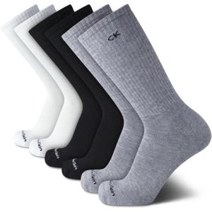 imageCalvin Klein Mens 6 Pair Athletic Crew SocksGrey Assorted