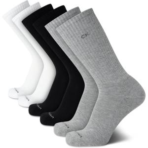 imageCalvin Klein Mens 6 Pair Athletic Crew SocksGreyBlackWhite