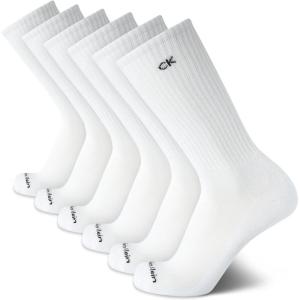 imageCalvin Klein Mens 6 Pair Athletic Crew SocksPure White