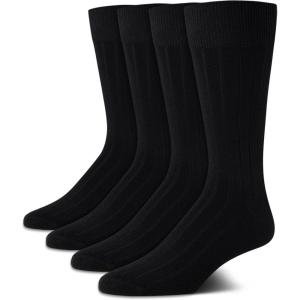 imageCalvin Klein Mens Dress Socks  Cotton Blend Crew Socks Patterns and Solids 4 PackBlack Solid