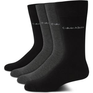 imageCalvin Klein Mens Dress Socks  Cotton Blend Crew Socks Patterns and Solids 4 PackBlackGrey Solid