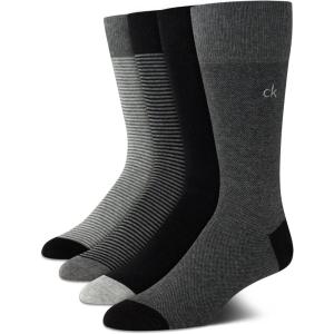 imageCalvin Klein Mens Dress Socks  Cotton Blend Crew Socks Patterns and Solids 4 PackCharcoal Heather
