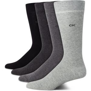 imageCalvin Klein Mens Dress Socks  Cotton Blend Crew Socks Patterns and Solids 4 PackGrey Solid