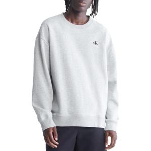 imageCalvin Klein Mens Relaxed Fit Monogram Logo Fleece SweatshirtGrey Heather
