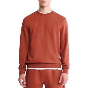 imageCalvin Klein Mens Relaxed Fit Monogram Logo Fleece SweatshirtRoasted Russet