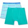 imageCalvin Klein Boys 2 Pack Boxer Briefs  Premium Cotton ComfortDynasty GreenWatercolor Blue Calvin