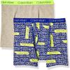 imageCalvin Klein Boys 2 Pack Boxer Briefs  Premium Cotton ComfortBlue Statement Print  Heather Grey