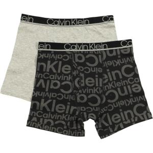 imageCalvin Klein Boys 2 Pack Boxer Briefs  Premium Cotton ComfortBlack Ck LogoHeather Gray