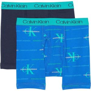 imageCalvin Klein Boys 2 Pack Boxer Briefs  Premium Cotton ComfortBlack Iris DyenastyBlue Monogram Logo