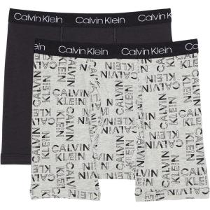 imageCalvin Klein Boys 2 Pack Boxer Briefs  Premium Cotton ComfortBlackHeather Gray Block Logo