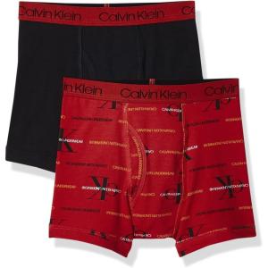 imageCalvin Klein Boys 2 Pack Boxer Briefs  Premium Cotton ComfortBlackRed