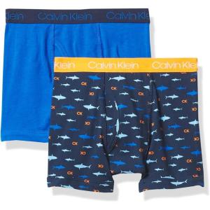 imageCalvin Klein Boys 2 Pack Boxer Briefs  Premium Cotton ComfortBlue BellVictoria Blue Tie Dye